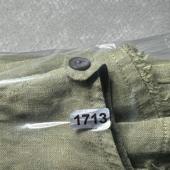 Tommy Bahama Linen Shift Dress Size Medium Green Ruffle Pockets Beach Sleeveless - Picture 14 of 14